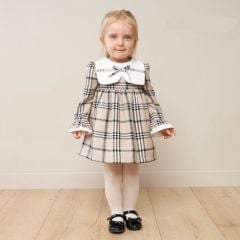 Ekose Elbise Kare Yaka