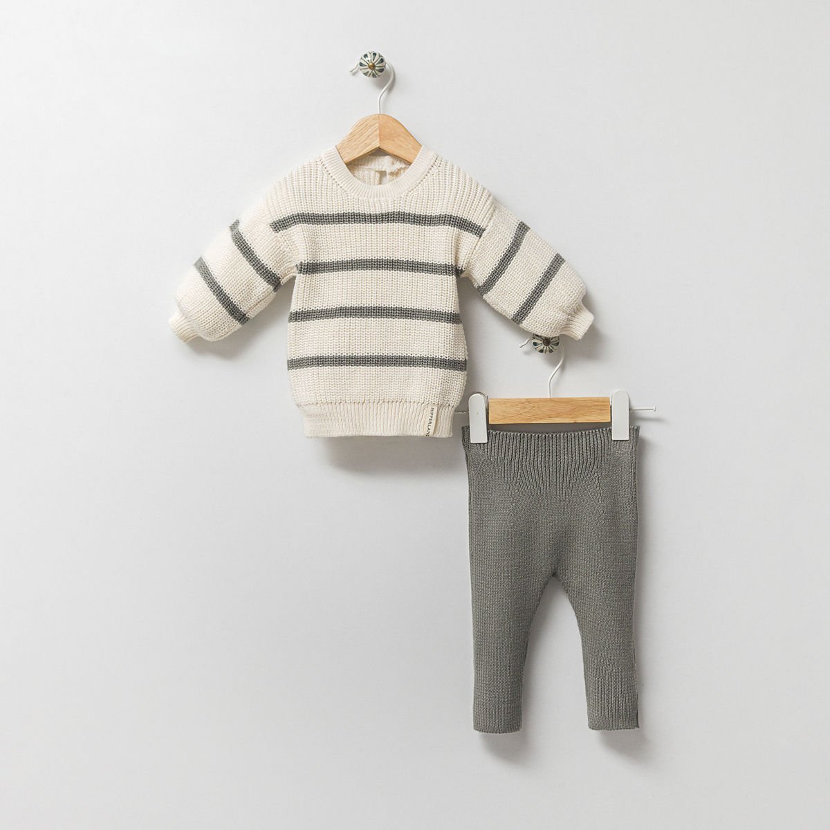 Çizgili Organik Triko Takım