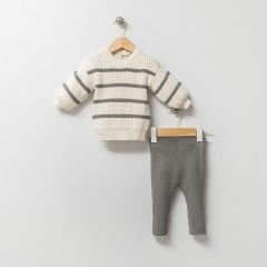Çizgili Organik Triko Takım