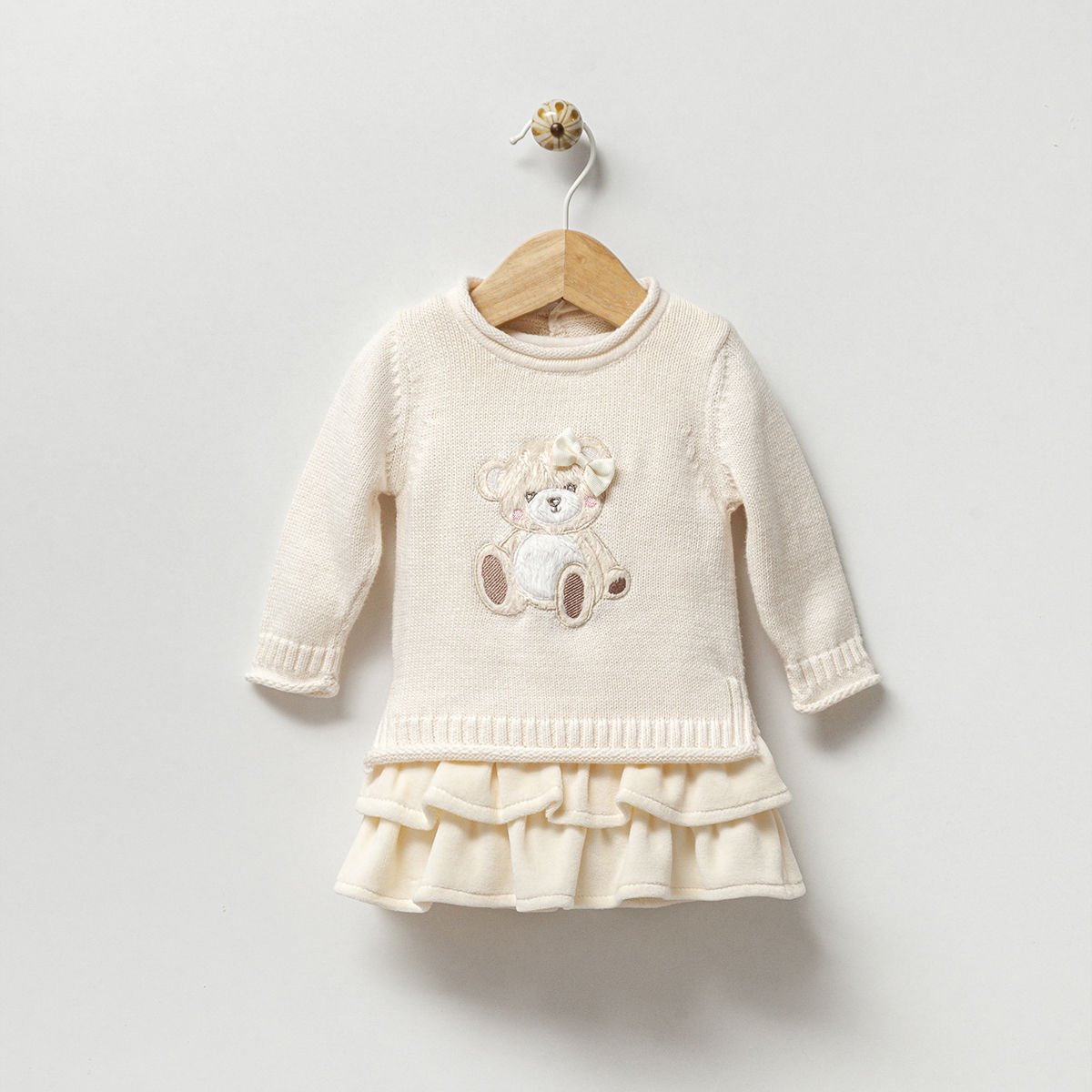 Teddy Bear Triko Kazak Kadife Elbise