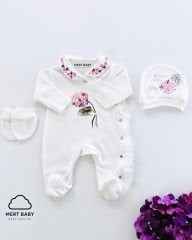 Hydrangea Floral Jumpsuit Ecru