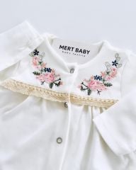 Sıralı Çiçekli Tulum Ekru