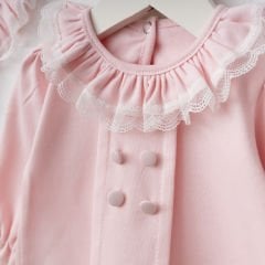 Dantelli Düğme Detaylı 10'lu Hastane Seti Pembe